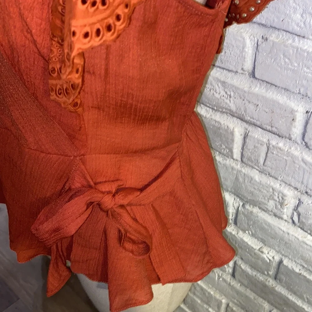 SOLD Twine and String Woman Orange Blouse/Top size M - Picture 5 of 12